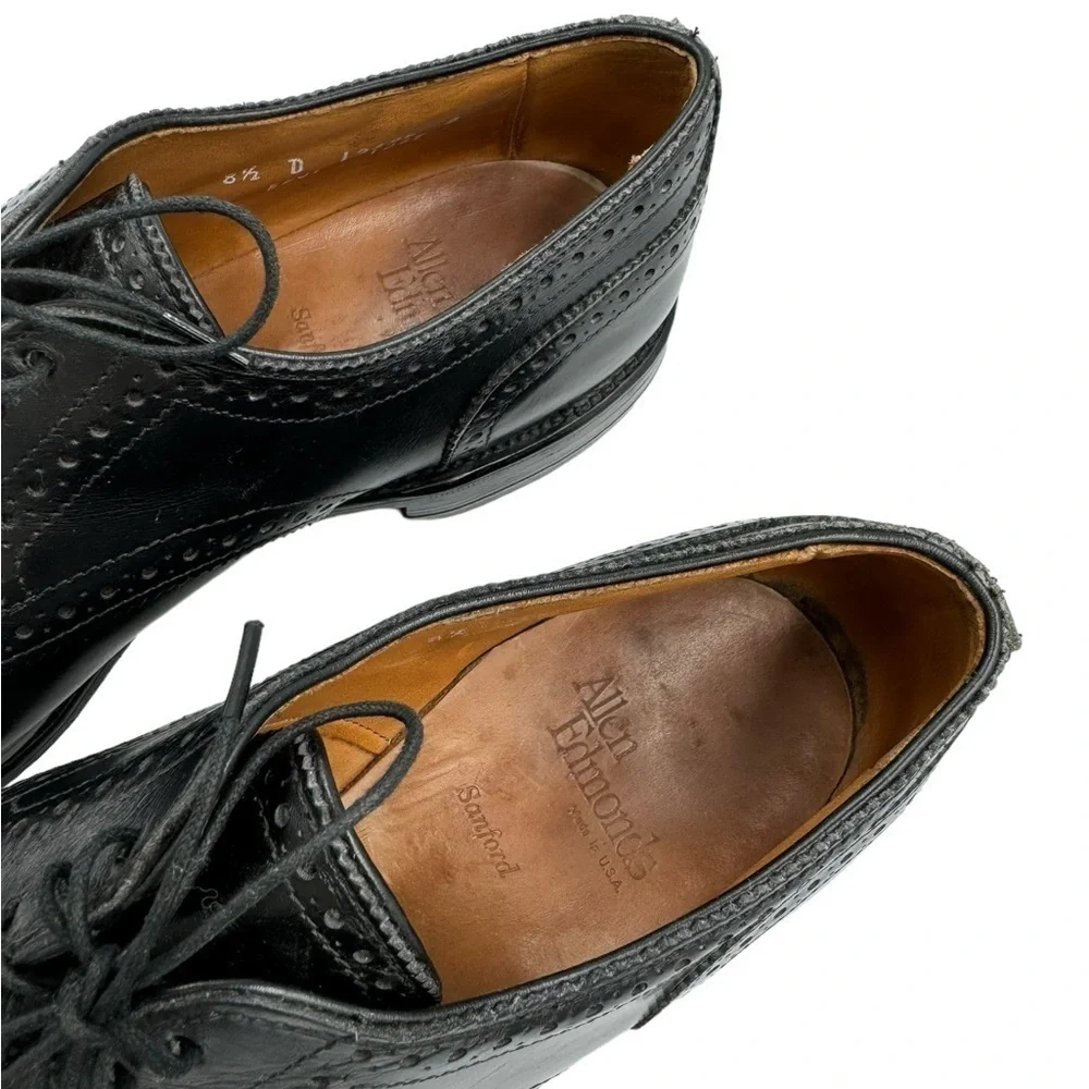 ALLEN EDMONDS Sanford Cap Toe Derby Oxford Dress Shoe Black 8.5D